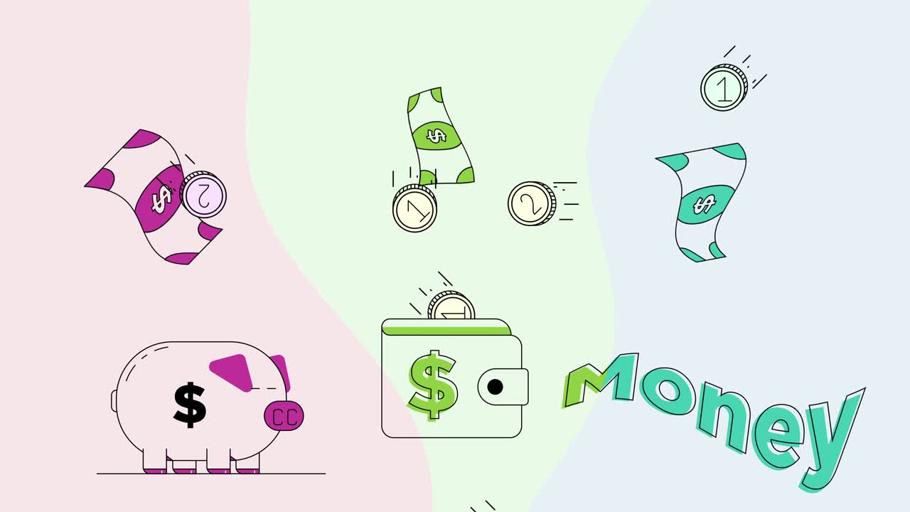 el fondo del dinero en estilo plano en video 4k.