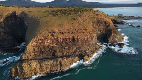 Crescent-Head---Goolawah-Beach---Pebbly-Beach---New-South-Wales--NSW---Australia---Pan-Around-Aerial-Shot