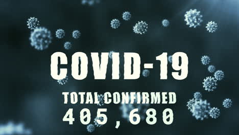 covid-19 text with increasing cases over multiple covid-19 cells against blue background