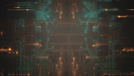 cyberpunk animation background with computer chip lines and grid