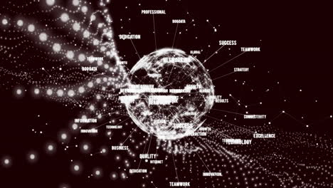 animation of network of connections and data processing over globe