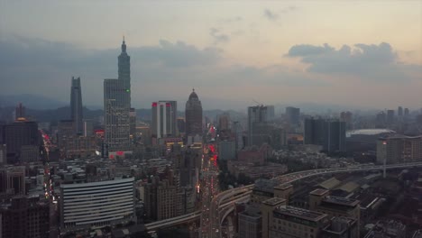 taiwan sunset sky taipei center cityscape aerial panorama 4k