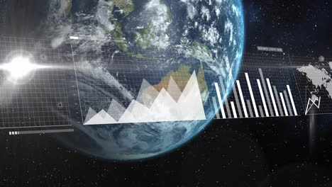 animación del procesamiento de datos y las estadísticas en todo el mundo