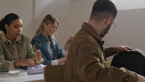 students preparing for class
