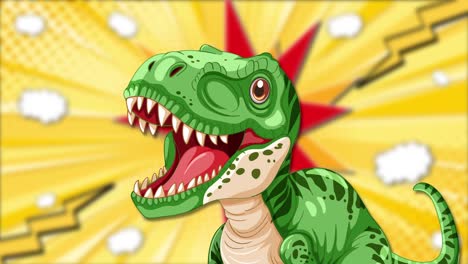 dinosaur roaring with comic-style effects