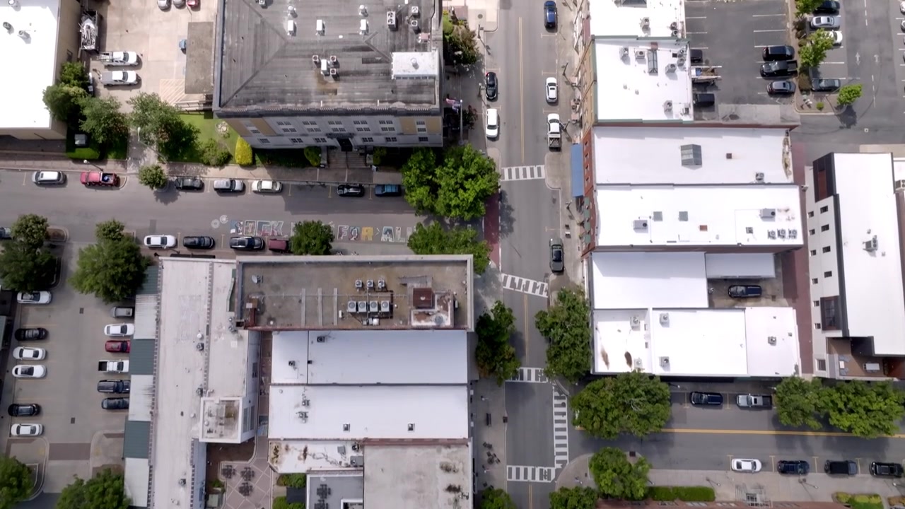 Centro de Rock Hill, Carolina del Sur, con video de dron aéreo.