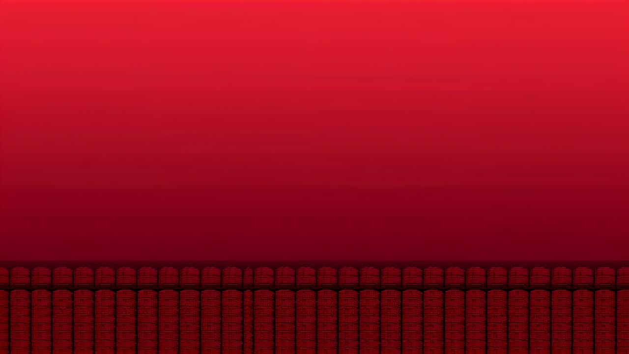 Showing row of dark rounded panels staying static as stage backdrop, with red gradient background
