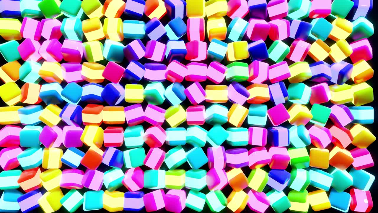 4k fondo de bucle abstracto con cubos alineados en filas en un plano, iluminación de neón de cubos, animación ciclada suave. bg para espectáculos festivos o eventos de vacaciones, videos musicales, bucle vj para clubes nocturnos.