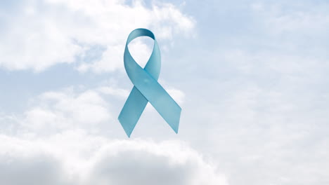 animation of blue ribbon over cloudy sky