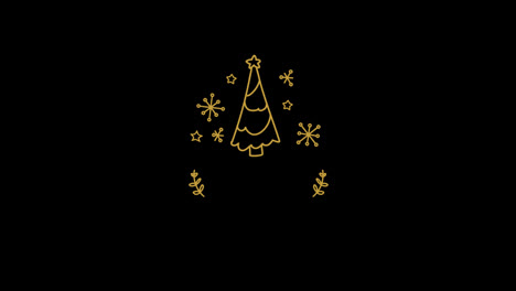 Christmas-Floral-flower-leaf-golden-frame-copy-space-animation-with-alpha-channel.