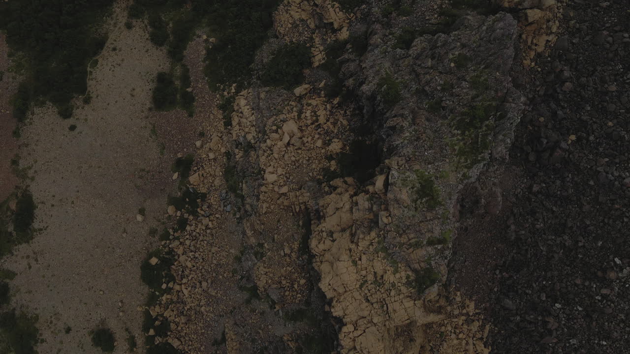 Rocks On Cliffs And Mountains In Leka Island At Trondelag County, Norway. Topdown