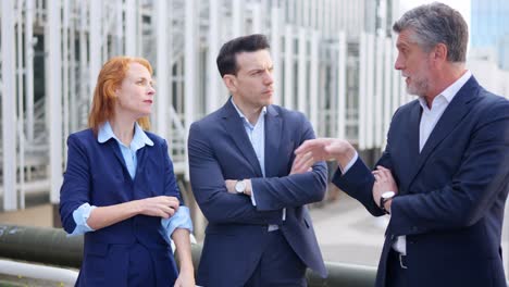 business professionals having an outdoor discussion