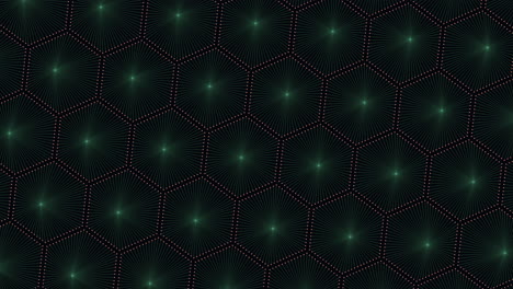 Symmetrical-tiled-hexagonal-pattern-with-vibrant-green-centers