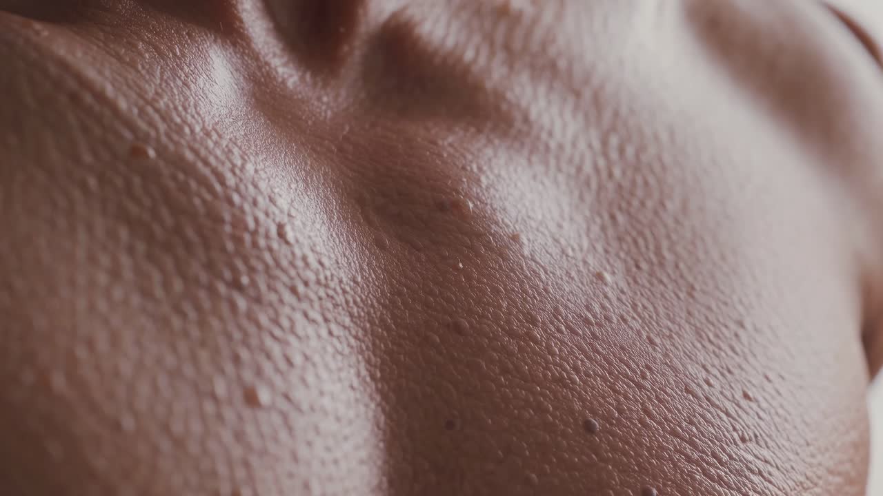 Close-up of human chest skin