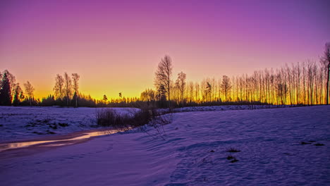 Winter-morning-sunrise.-Colorful-sky,-Time-lapse