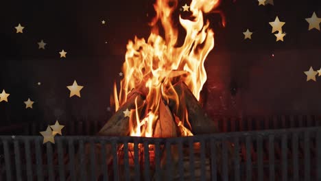 Animation-of-stars-over-flames-in-fireplace