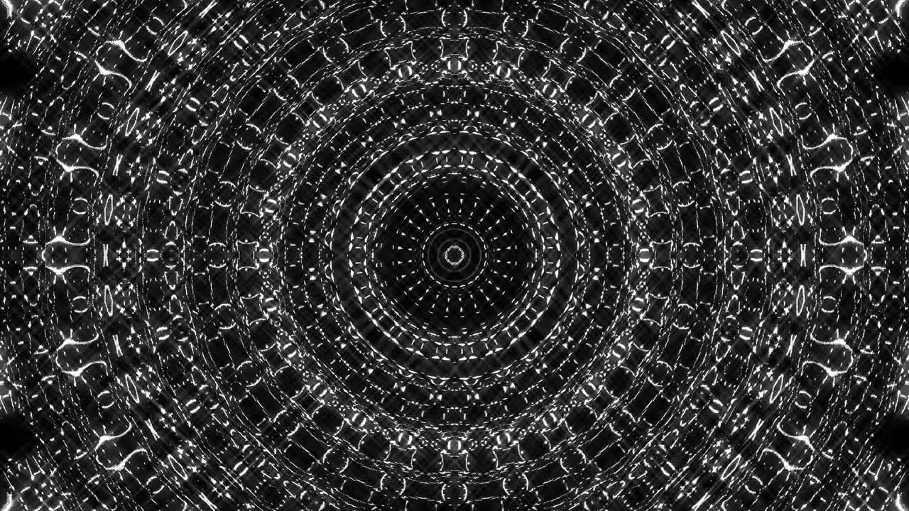 punto ondulado, forma de círculo, color blanco y negro, sobre fondo negro