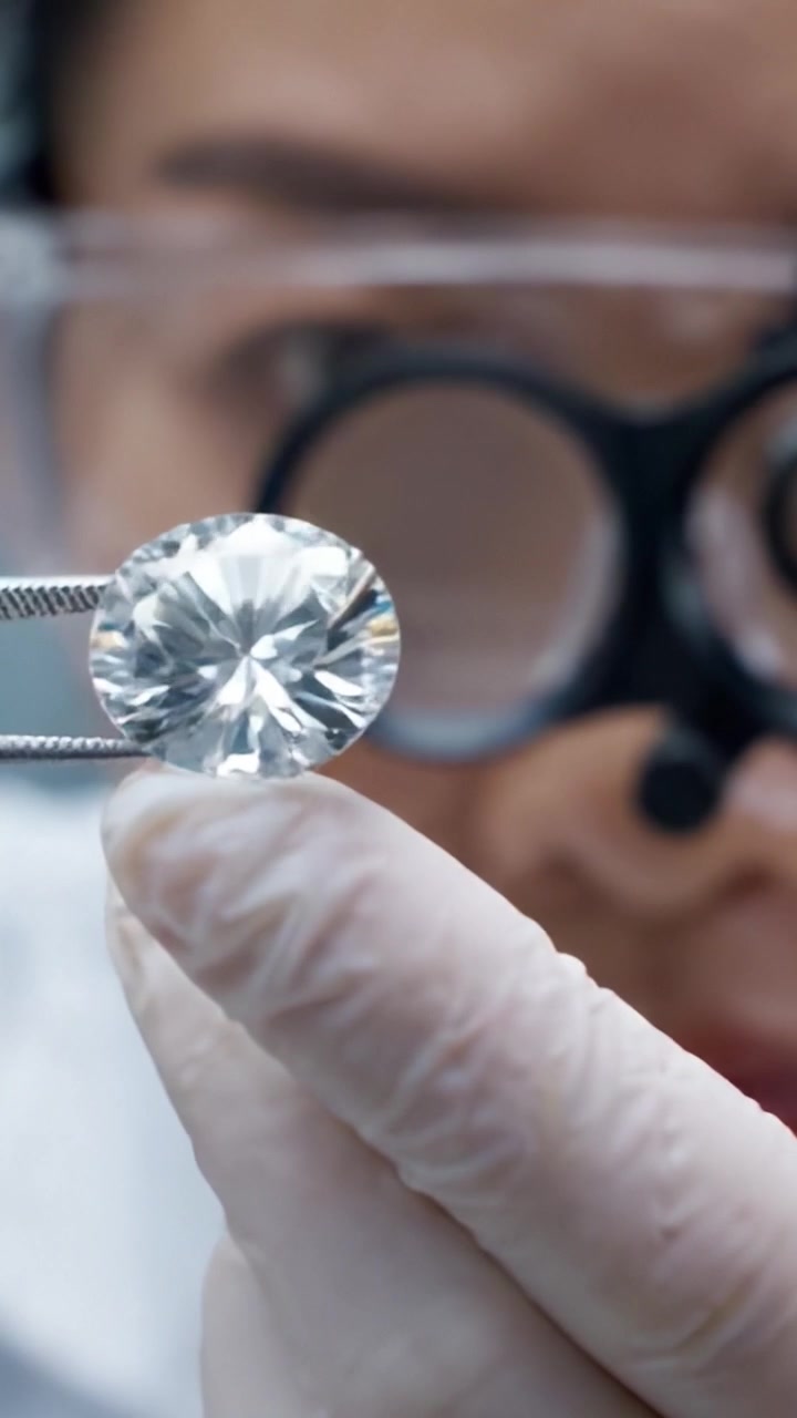 Esame Dettagliato di una Gemma Brillante: Analisi Ravvicinata Esperta con Strumentazione di Precisione per la Valutazione della Qualità in un Laboratorio Moderno