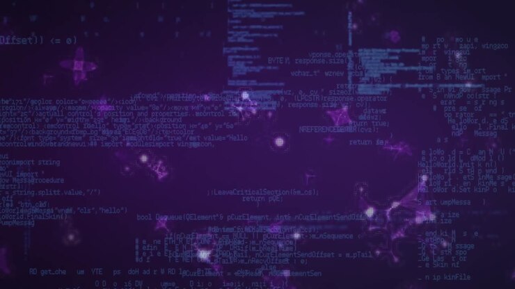 Animation of data processing and molecules in blue space