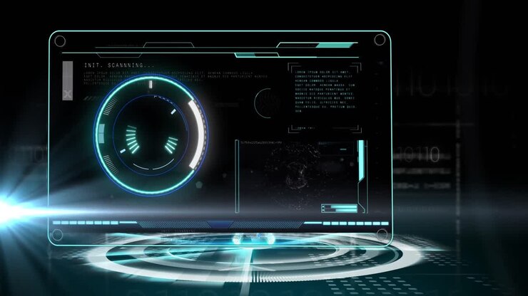 Animation of scope scanning and data processing on screen