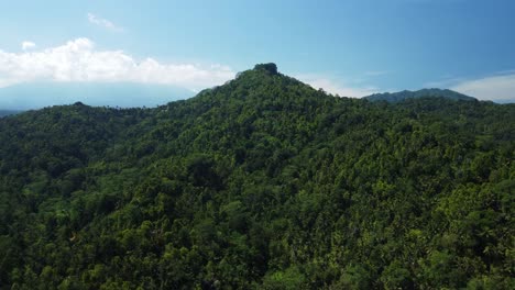 Aerial-Drone-Flight-Above-Bali's-Forested-Hilltops-in-Sidemen,-Indonesia