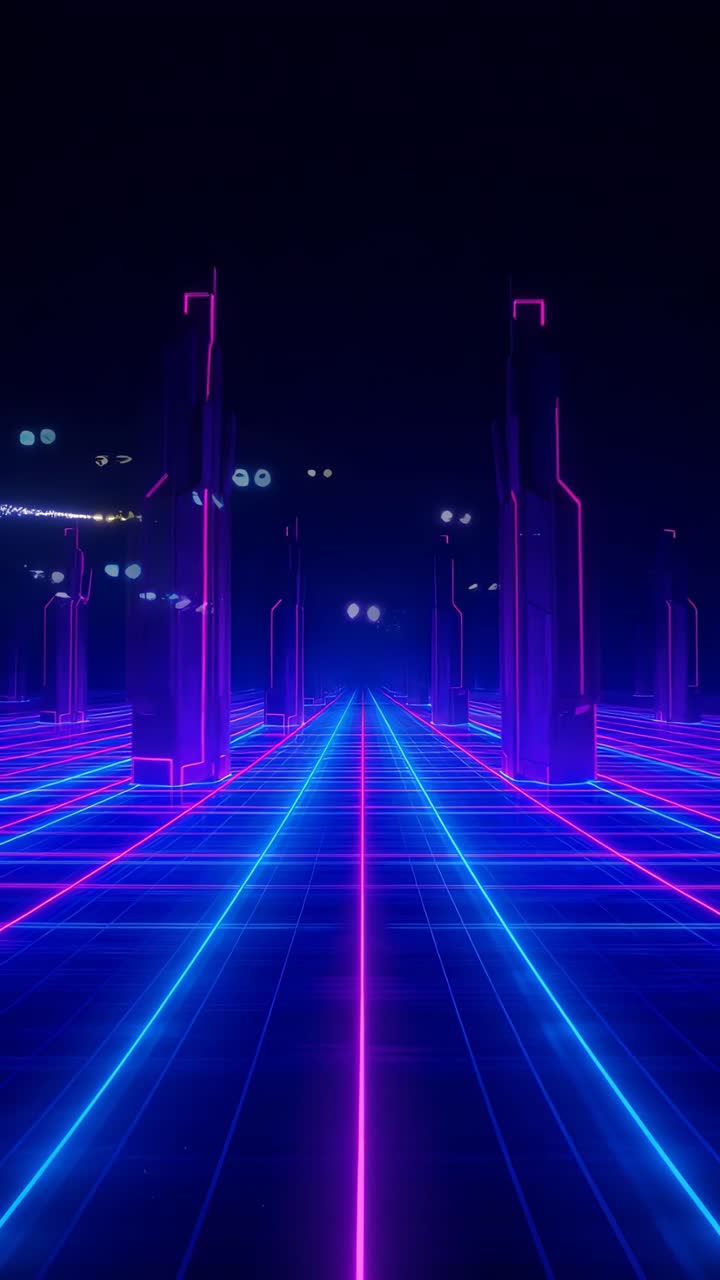 Retro-futuristico Sci-Fi Retrowave Griglia Neon 4K