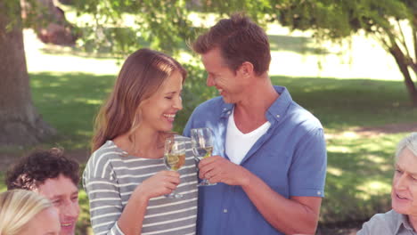 Happy-family-toasting-during-a-picnic