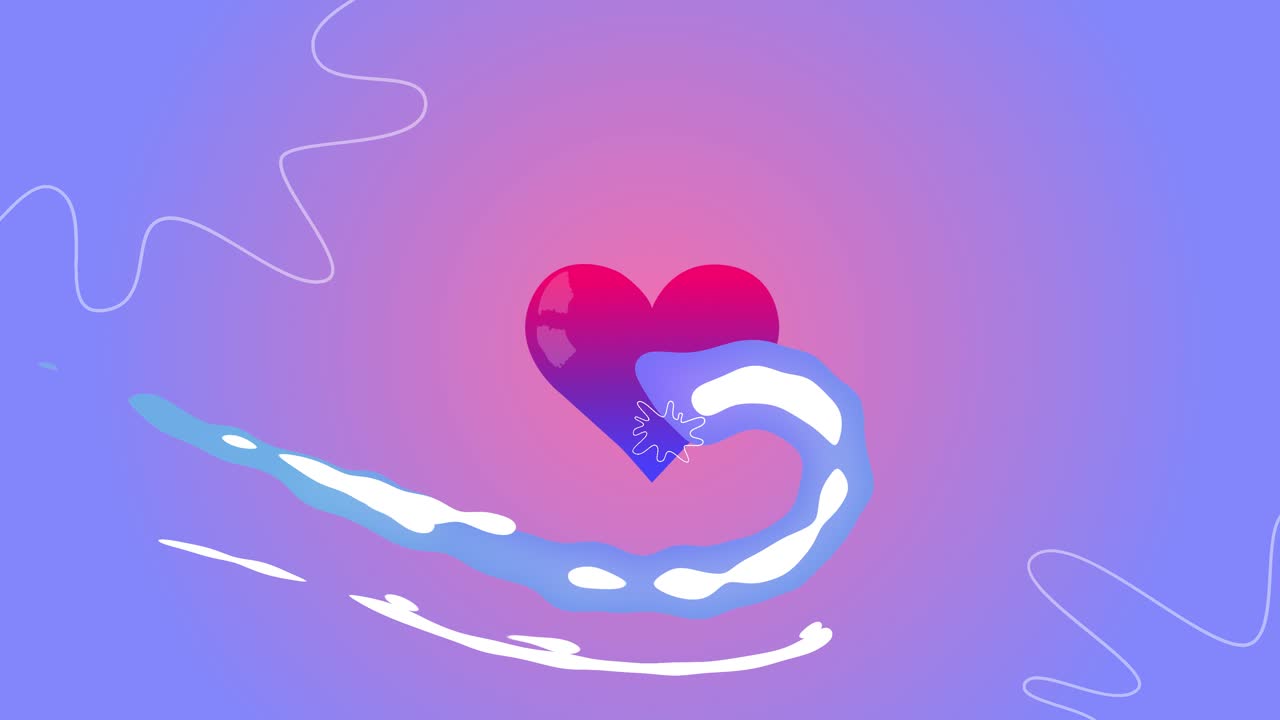 Hearts appearing on colorful background, 2d animation