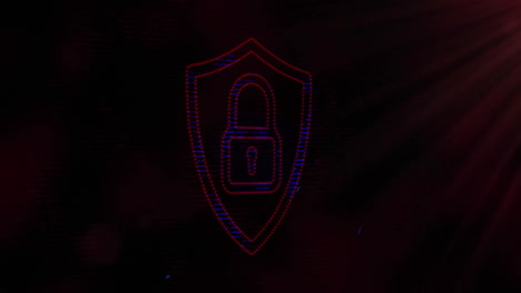 animación de un candado digital sobre un fondo negro