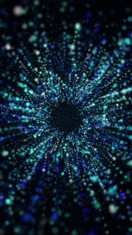 abstract background dark blue with motion particles. vertical looped video