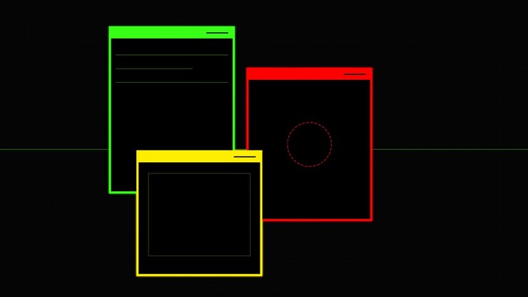 Abstract Digital Interface with Floating Colored Windows