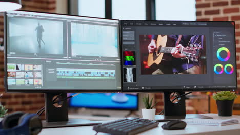 Empty-video-editing-tools-and-a-color-wheel-running-on-pc-at-desk