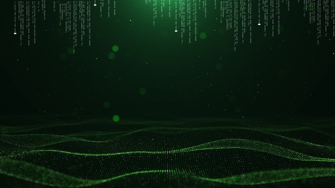 Abstract digital data wave hologram 3d code digital buildings big data particles binary code glowing