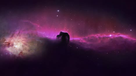 4k zooming into the horsehead nebula south of the star alnitak in space