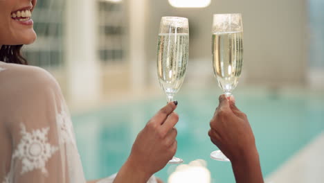 champagne toast by the pool