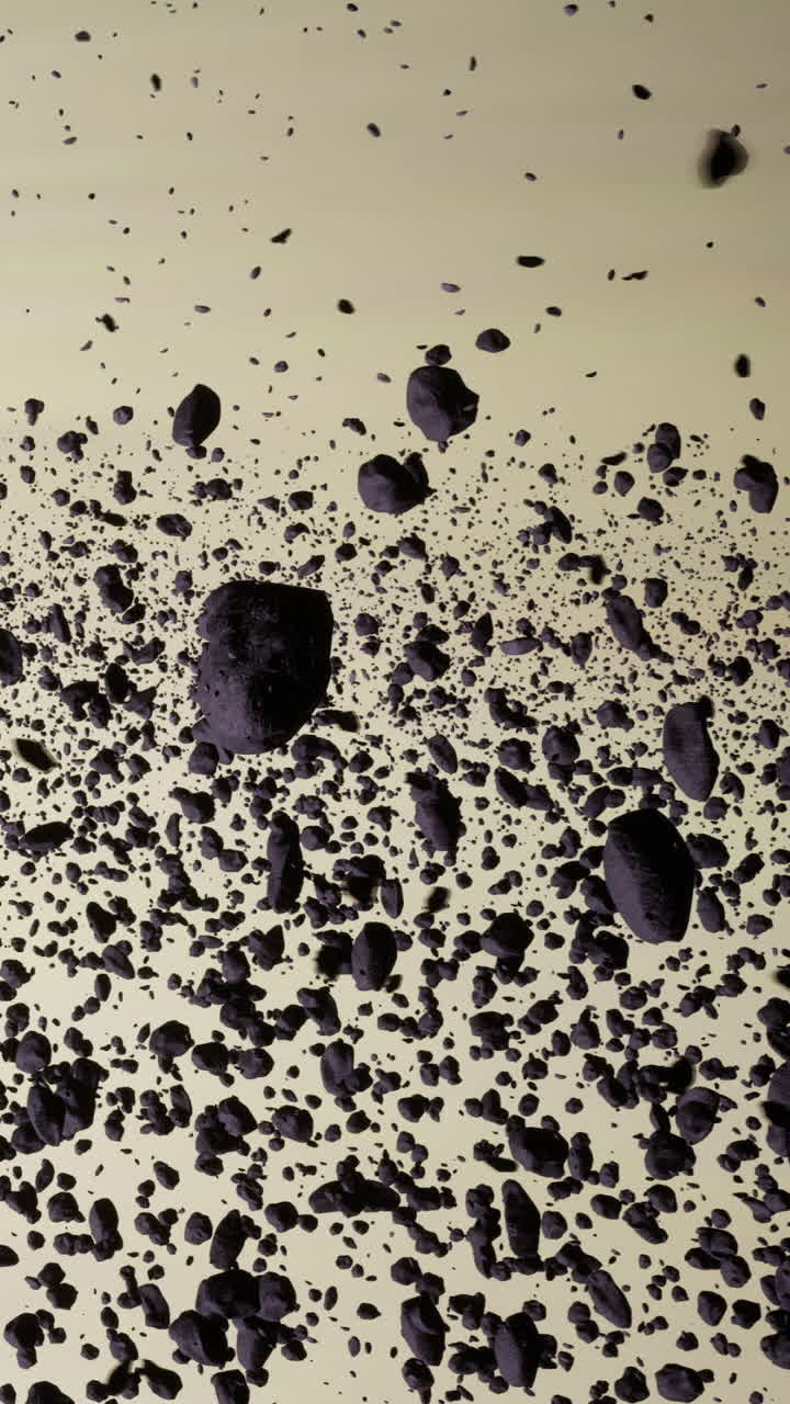 Floating rocks scatter in the vast cosmos during an interstellar journey