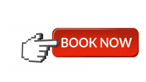 book now button with pointing hand 4k