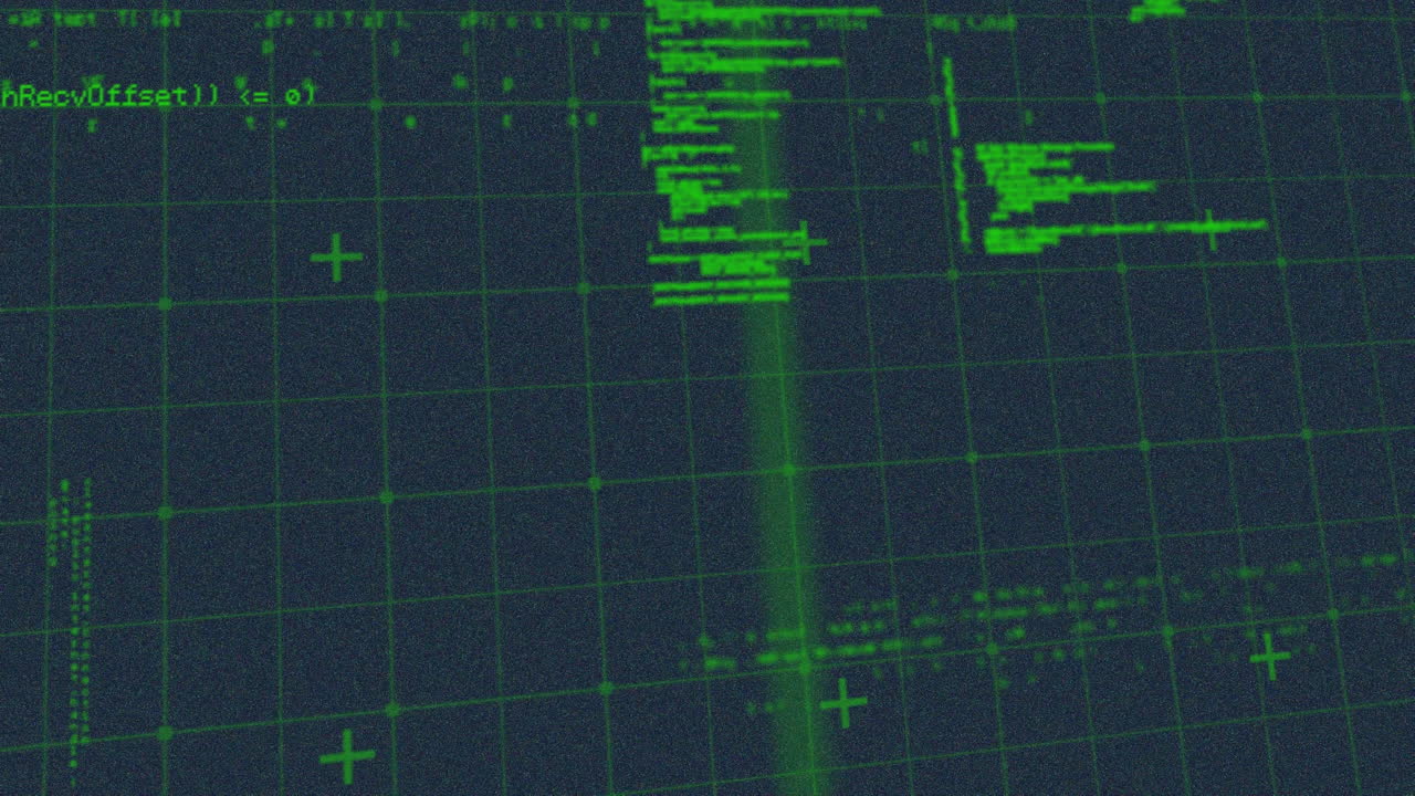 Animation of data processing on black background