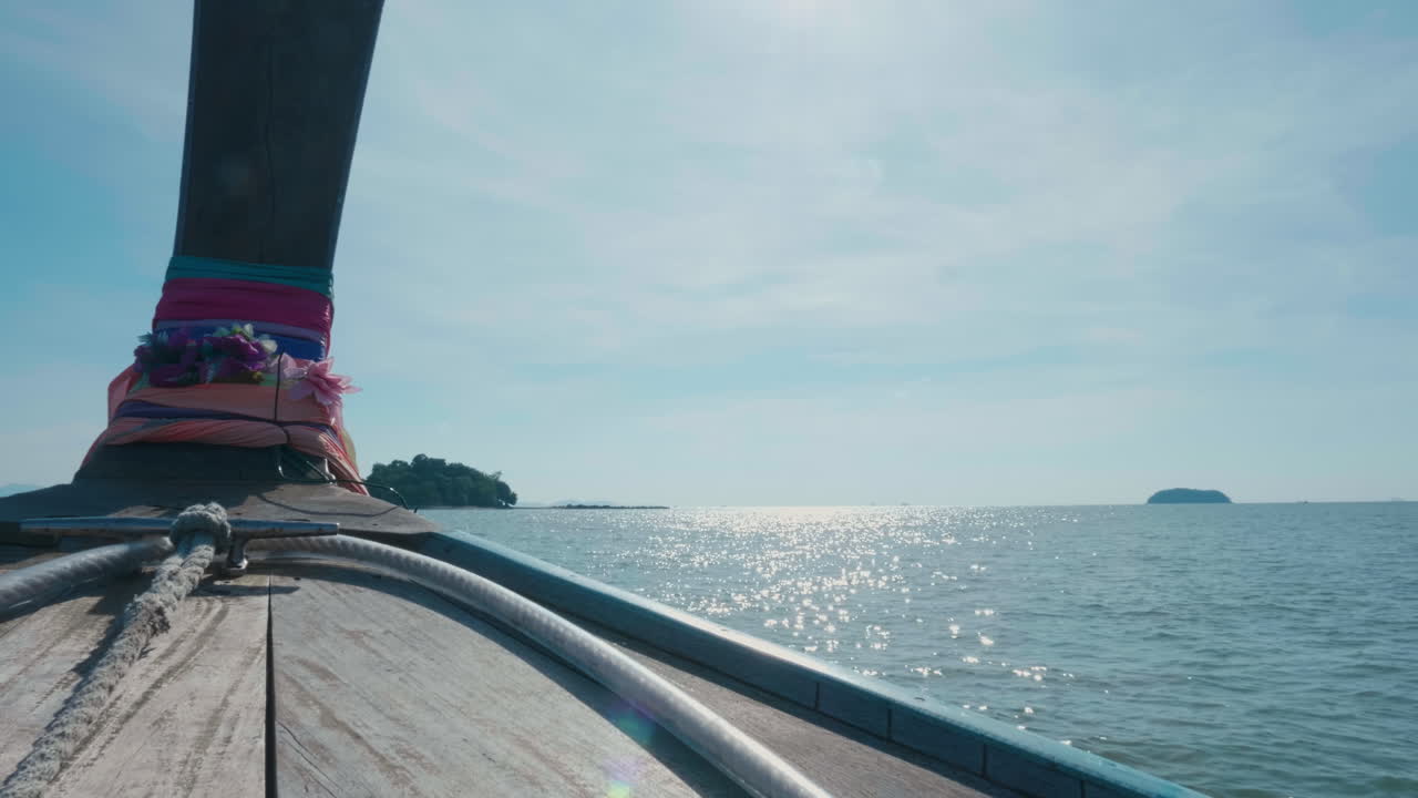 Wooden Longtail Boat on the Ocean