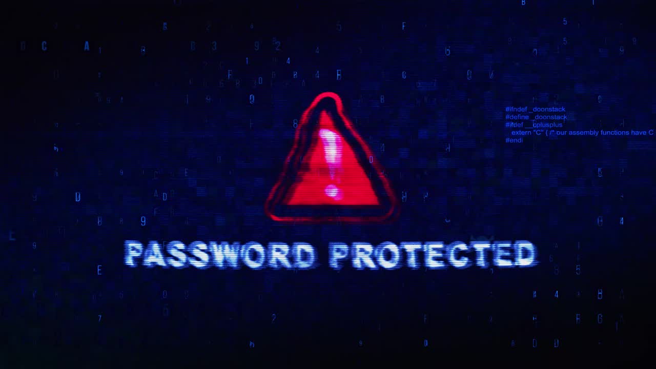 Password Protected Screen with Warning Sign