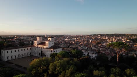 villa medici en roma, italia, toma aérea de 4k