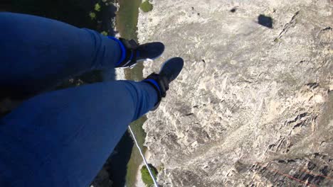 riding up the winch after bungy jumping at the nevis bungee jump in queenstown new zealand