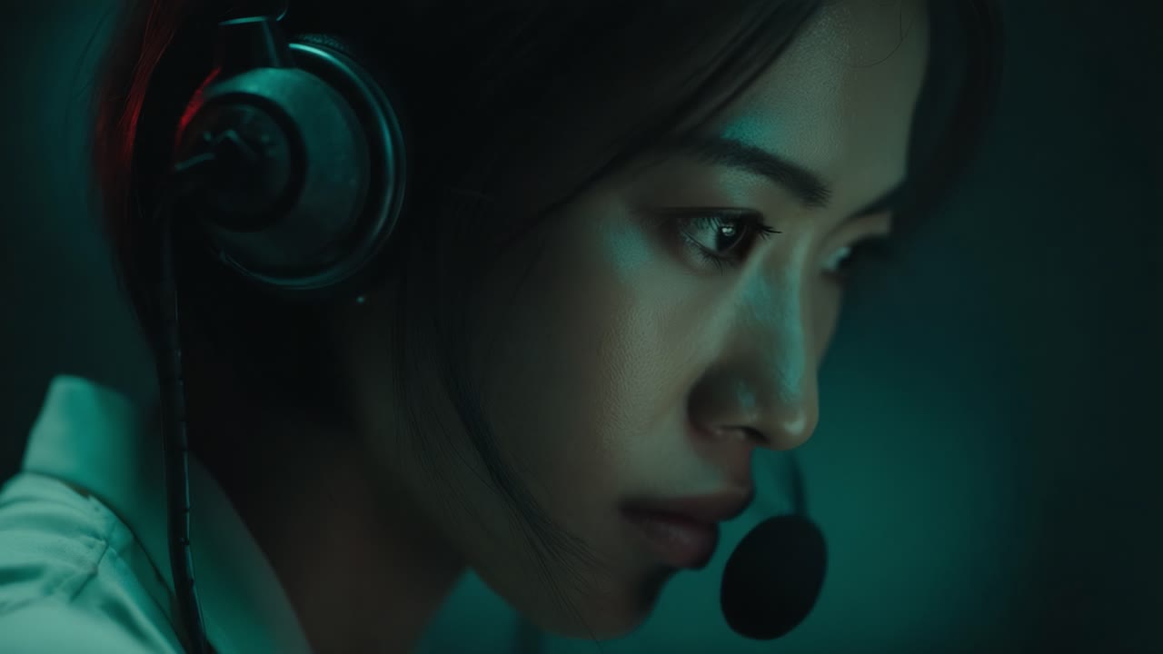 A Focused Operator in a Dimly Lit Environment: Exploring the Intensity and Concentration of a Professional Communicator through Captivating Visuals