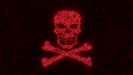 skull shape with noise and glitching. internet piracy and online security loop animation