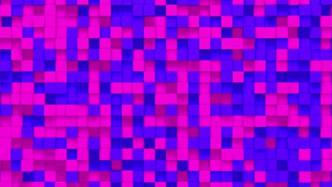 cubo de caja pequeña rosa púrpura fondo geométrico aleatorio. ilustración de mosaico de píxeles cuadrados abstractos. fondo de bloque de tierra. diseño fractal de fantasía. arte digital. bucle de animación 3d de 4k