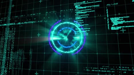 animation of scope scanning over data processing on black background