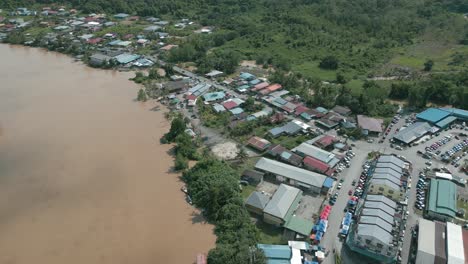 drone view at lundu town during summer, in conjunction of regatta traditional long boat race batang kayan river, with car and bike show.
#regatta