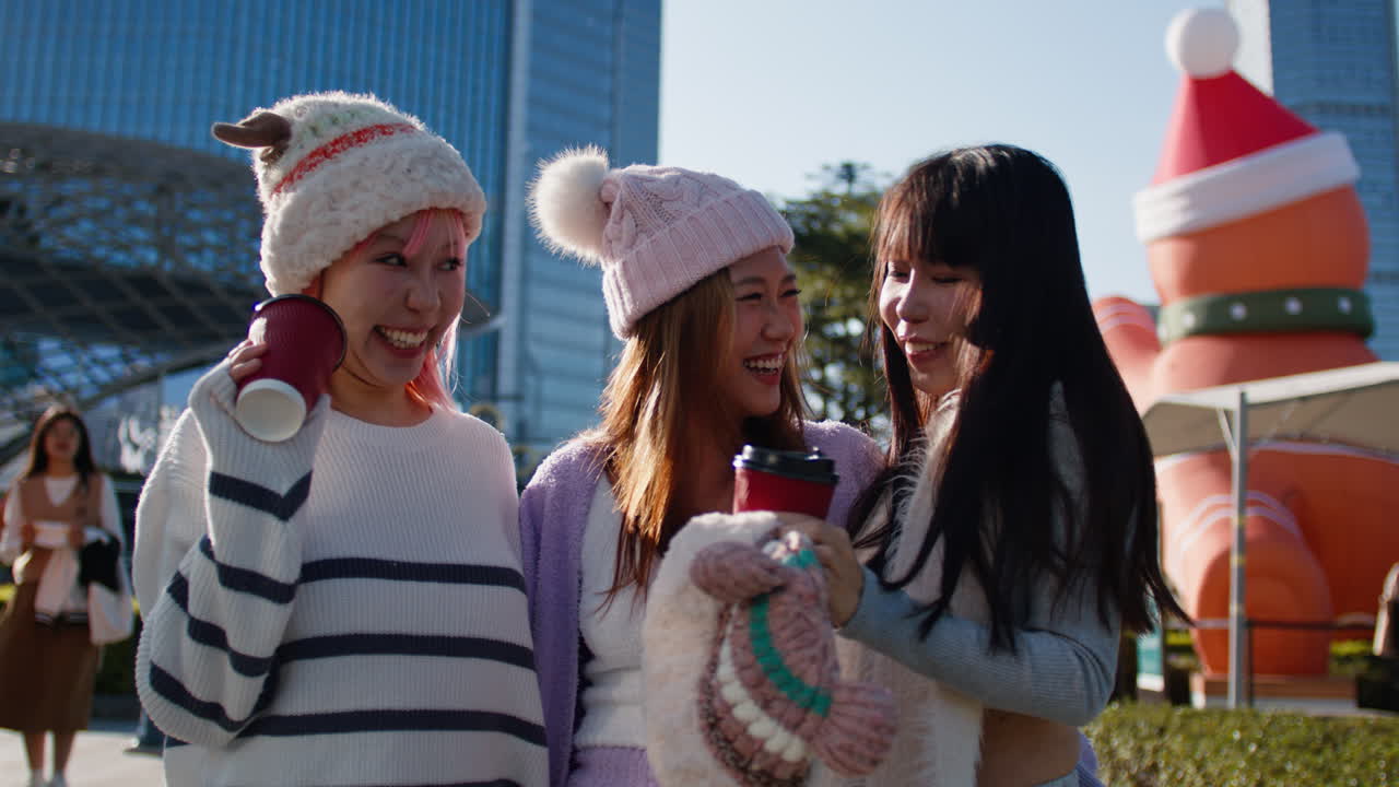 Group of Friends Enjoying Winter Day in City