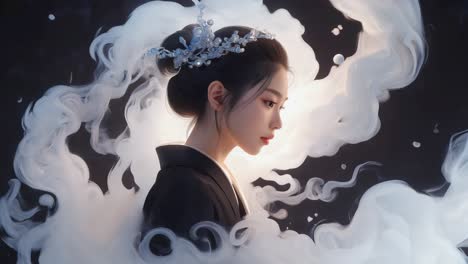 ethereal beauty in swirling clouds
