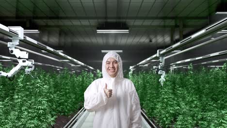 worker in a modern cannabis grow facility